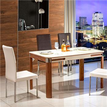 朋客 现代餐厅家具 钢化玻璃面餐台 1.3米餐台餐椅 餐台组合 Z-T302A